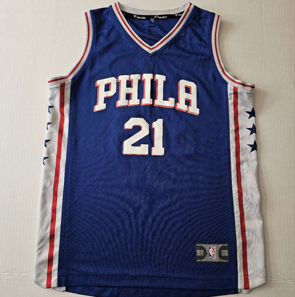 PHILADELPHIA 76ers JOEL EMBIID #21 Blue Fanatics NBA Youth Jersey Size Medium